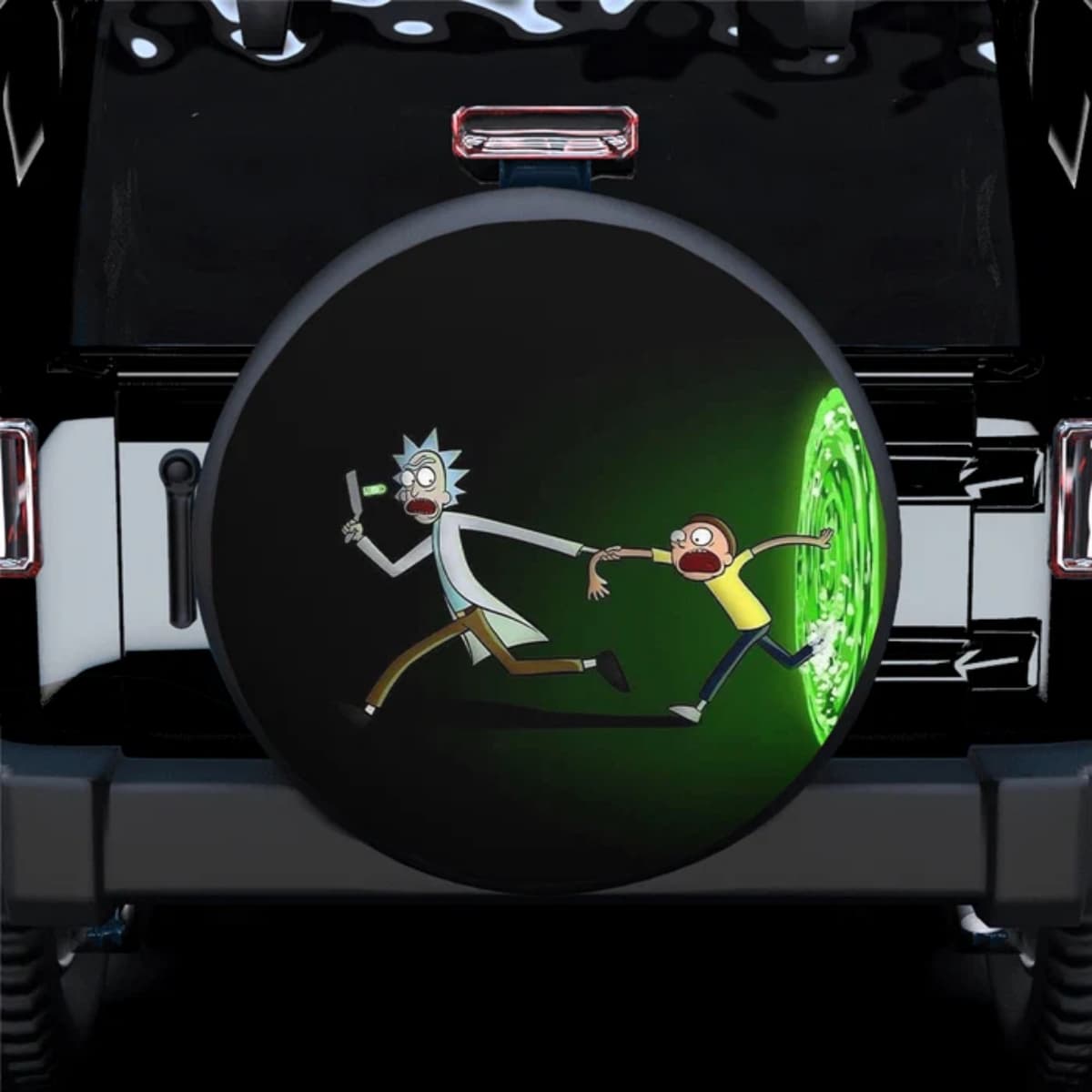 Rick and Morty Green Portal Escape Spare Tire Cover for Jeep, SUV & RV