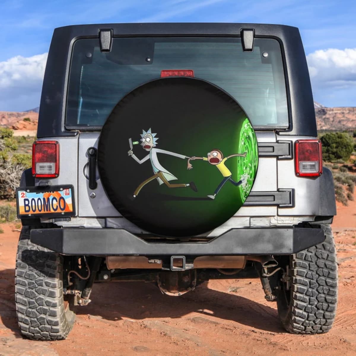 Rick and Morty Green Portal Escape Spare Tire Cover for Jeep, SUV & RV