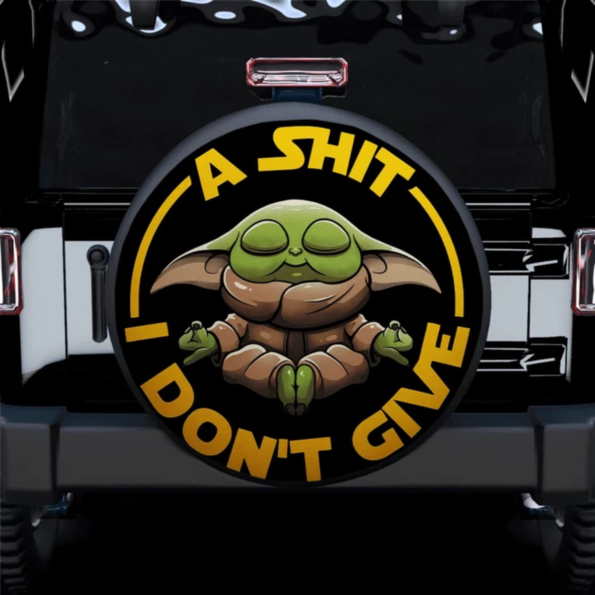 Star Wars Grogu Meditation “A Shit I Don’t Give” Funny Spare Tire Cover for Jeep, SUV & RV