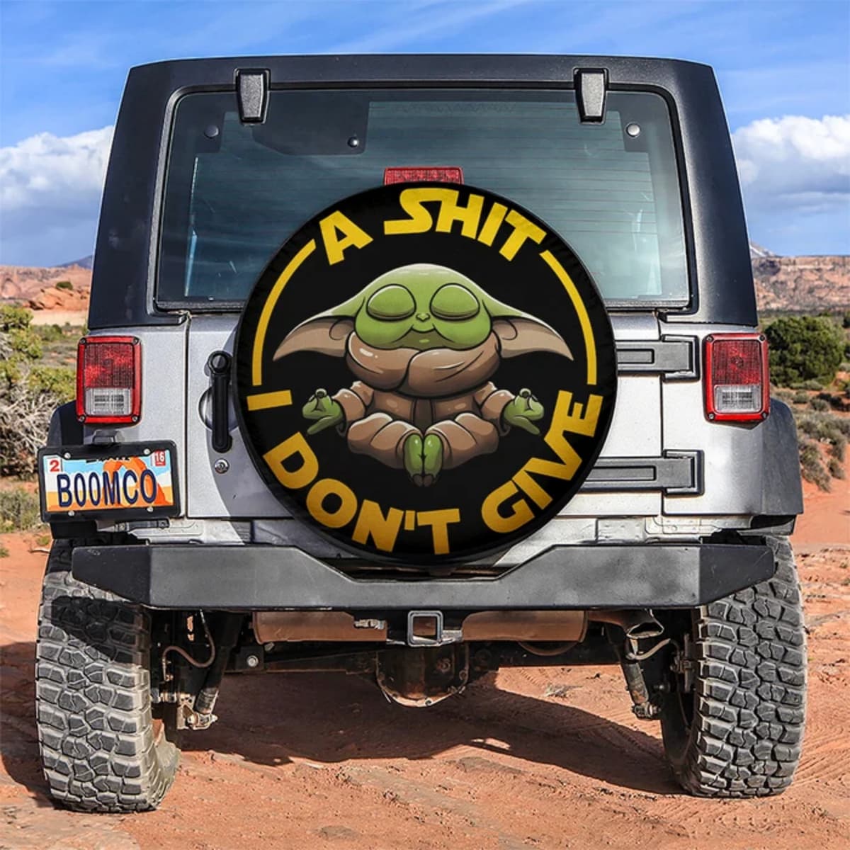 Star Wars Grogu Meditation “A Shit I Don’t Give” Funny Spare Tire Cover for Jeep, SUV & RV