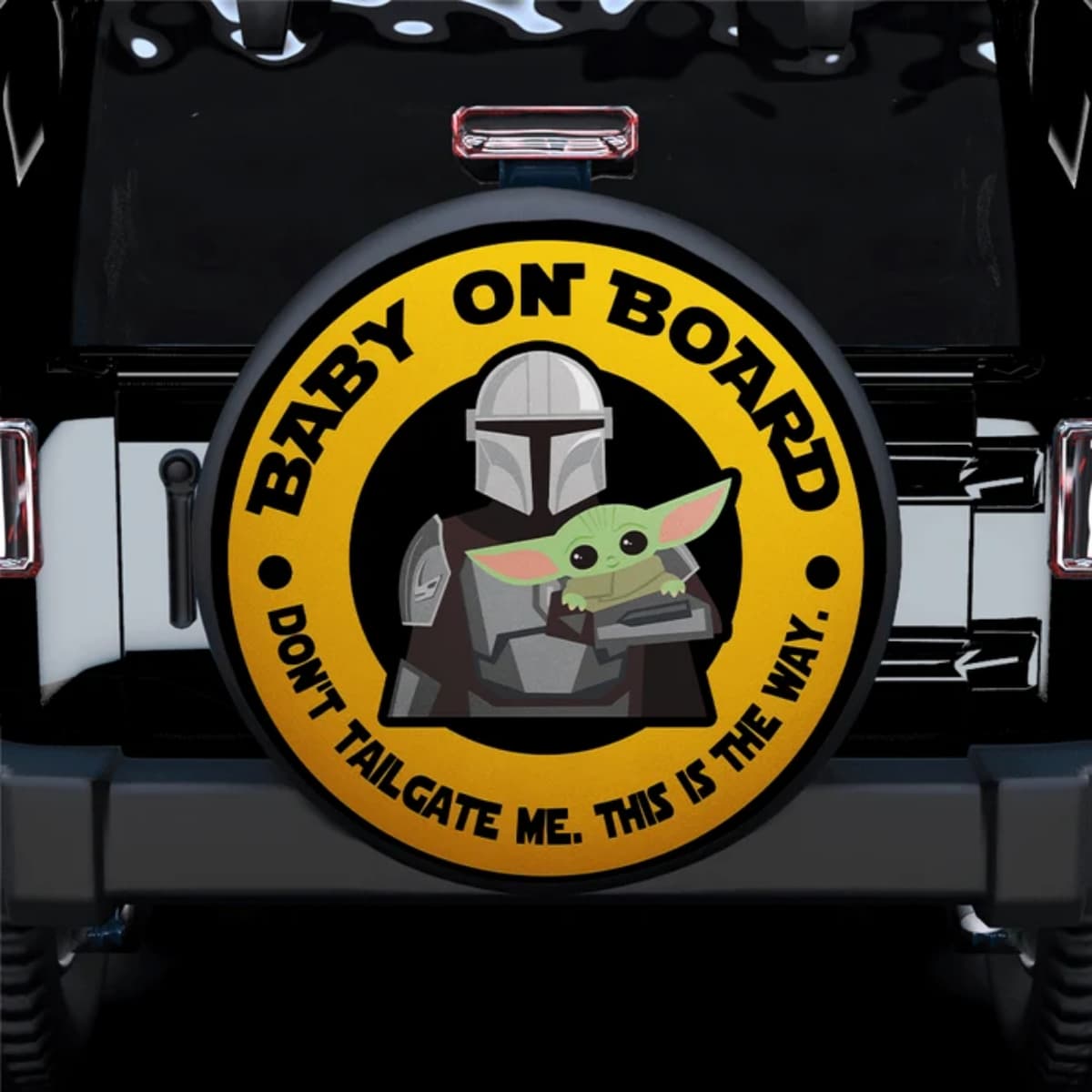 Star Wars Mandalorian & Grogu “Baby on Board” Funny Spare Tire Cover for Jeep, SUV & RV