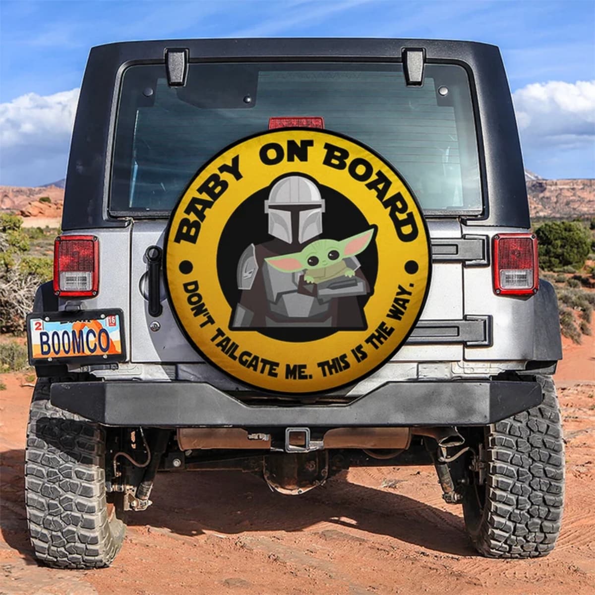 Star Wars Mandalorian & Grogu “Baby on Board” Funny Spare Tire Cover for Jeep, SUV & RV