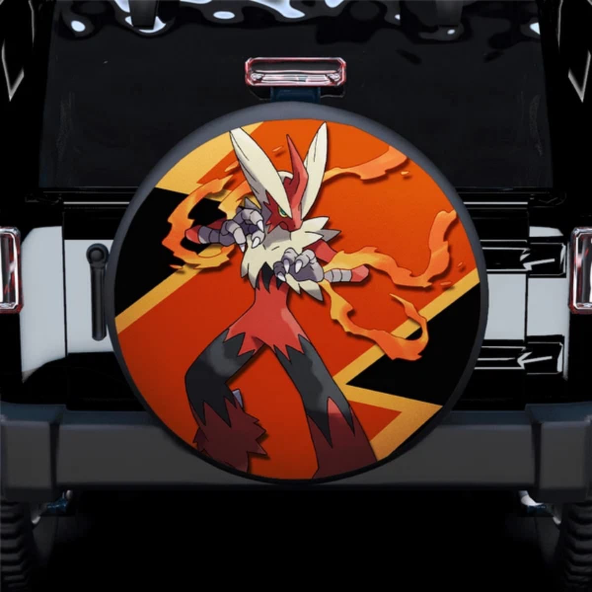 Pokemon Blaziken Fire Fighting Type Anime Spare Tire Cover for Jeep, SUV & RV