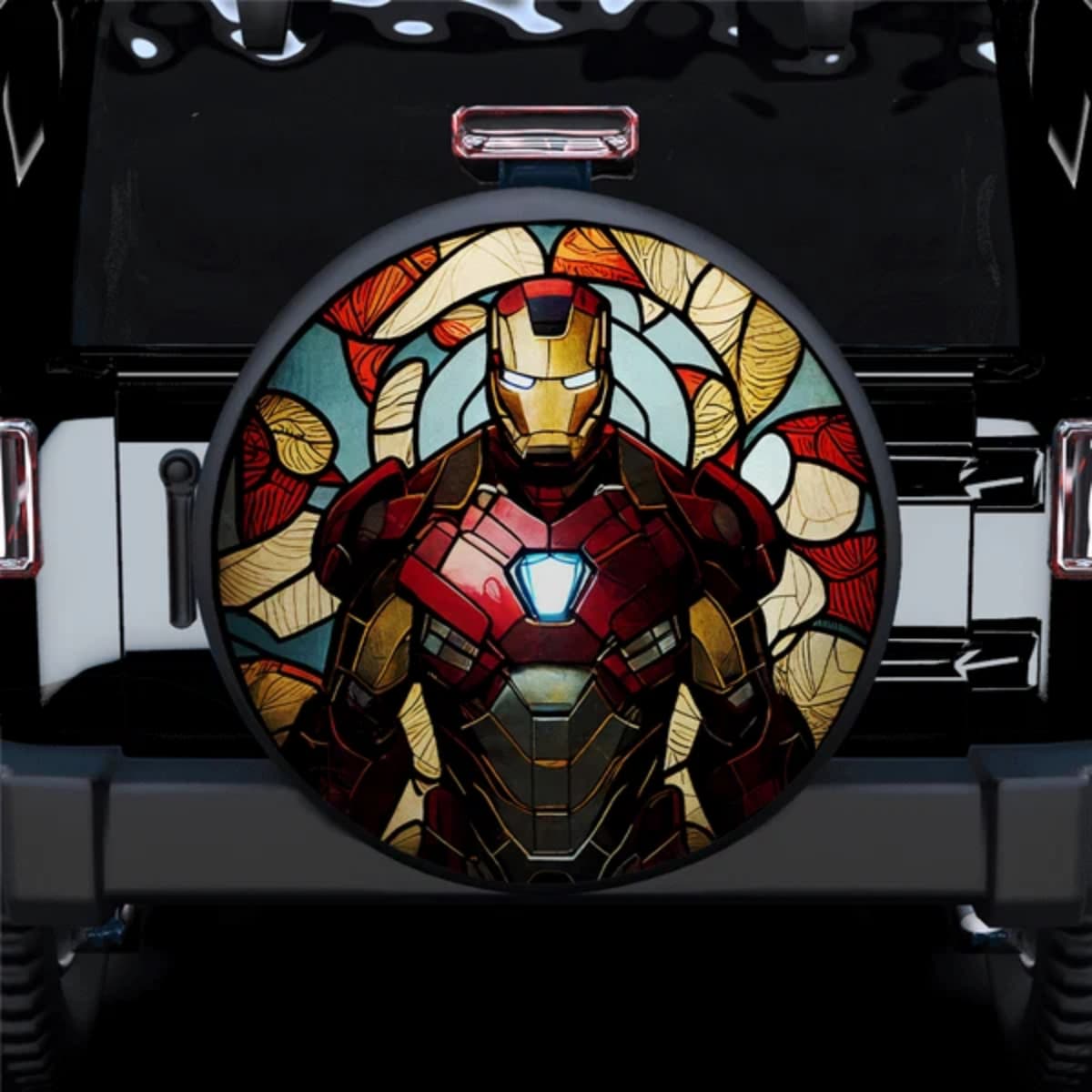 Marvel Iron Man Arc Reactor Stained Glass Spare Tire Cover for Jeep, SUV & RV