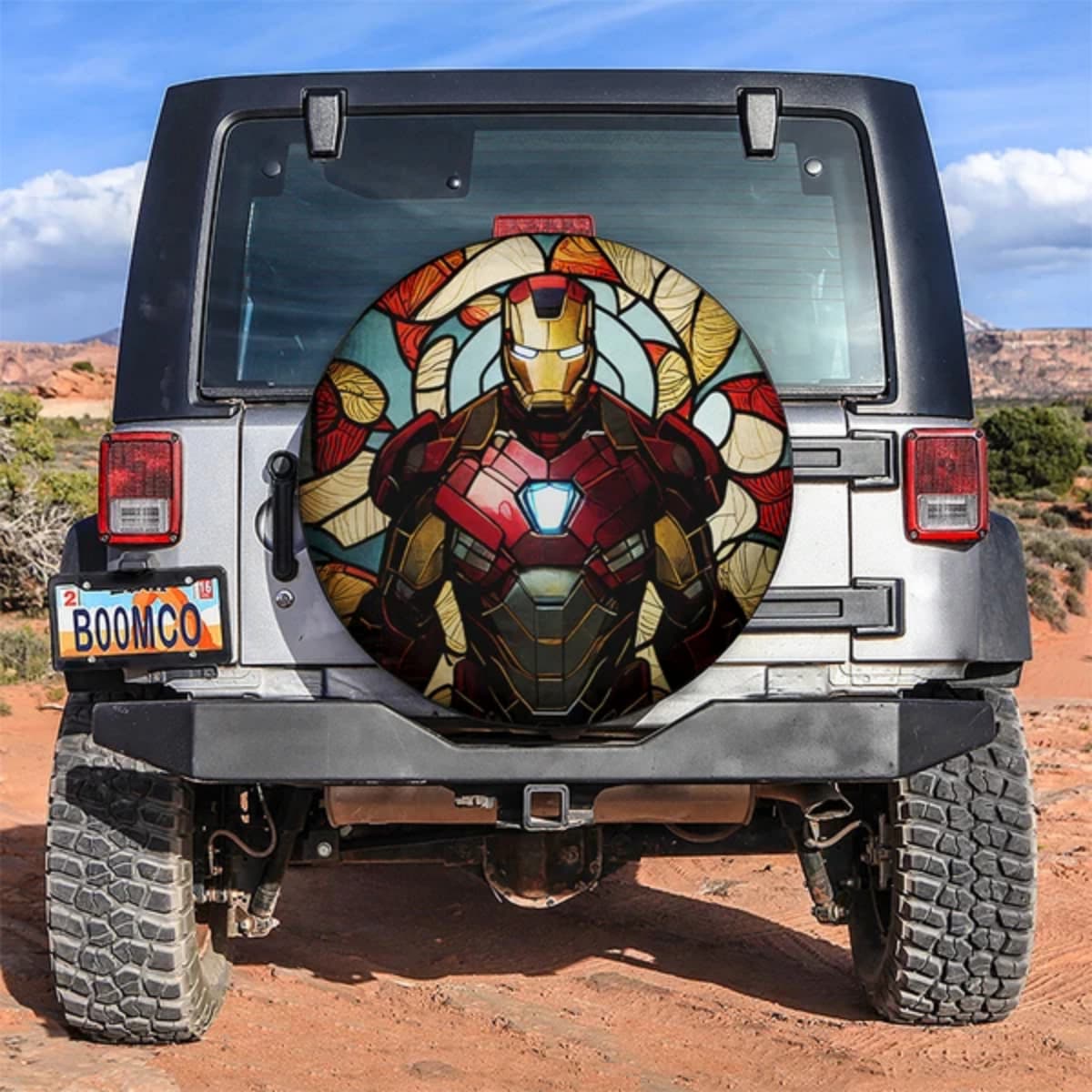 Marvel Iron Man Arc Reactor Stained Glass Spare Tire Cover for Jeep, SUV & RV