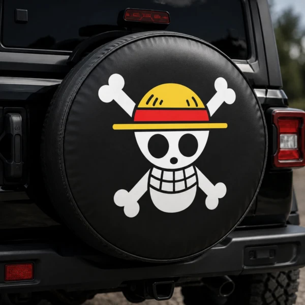 One Piece Straw Hat Pirates Classic Jolly Roger Spare Tire Cover for Jeep, SUV & RV