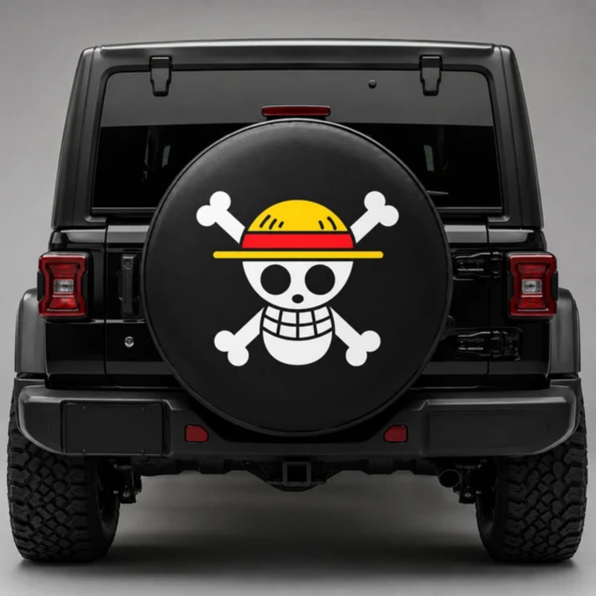 One Piece Straw Hat Pirates Classic Jolly Roger Spare Tire Cover for Jeep, SUV & RV