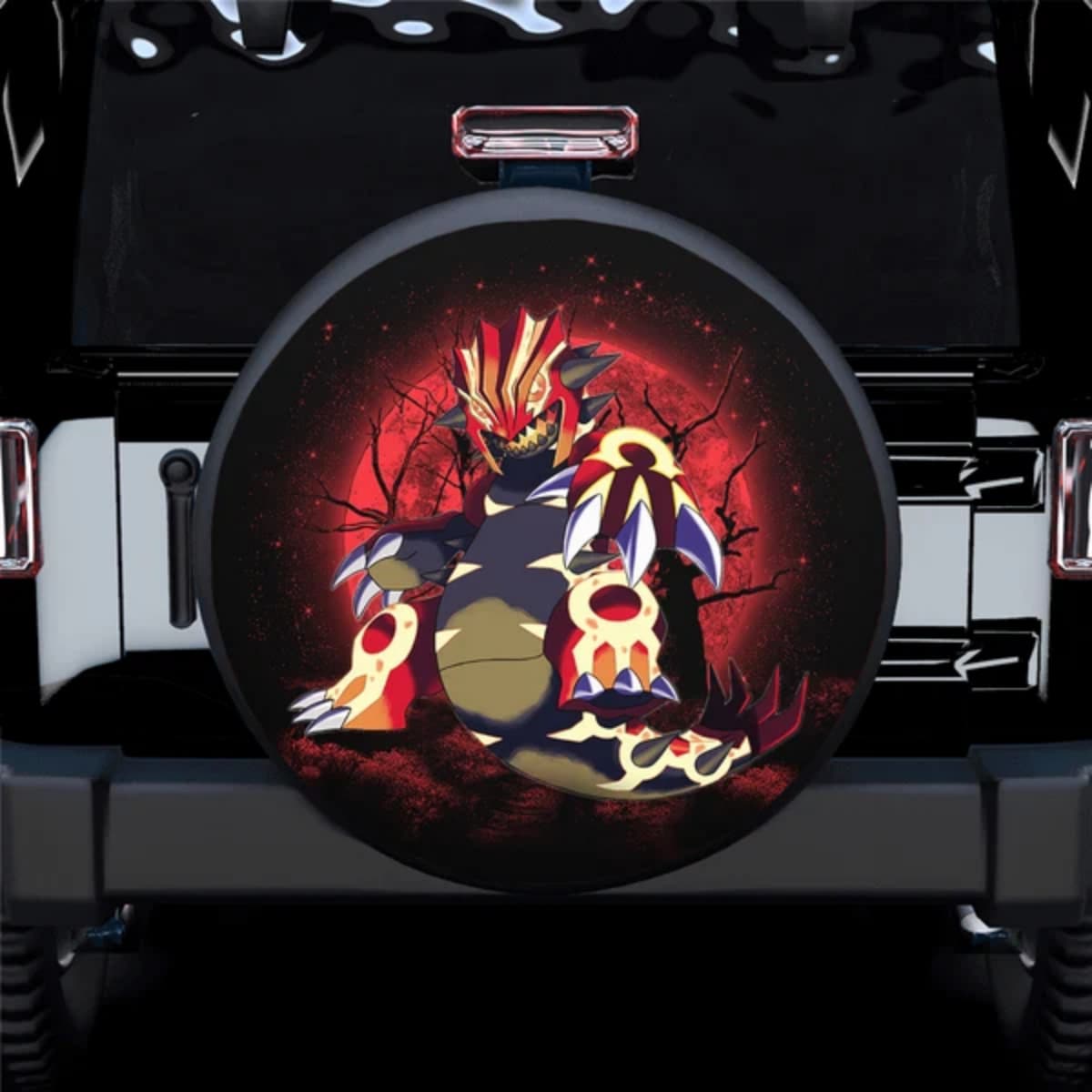 Pokemon Primal Groudon Legendary Red Fire Anime Spare Tire Cover for Jeep, SUV & RV
