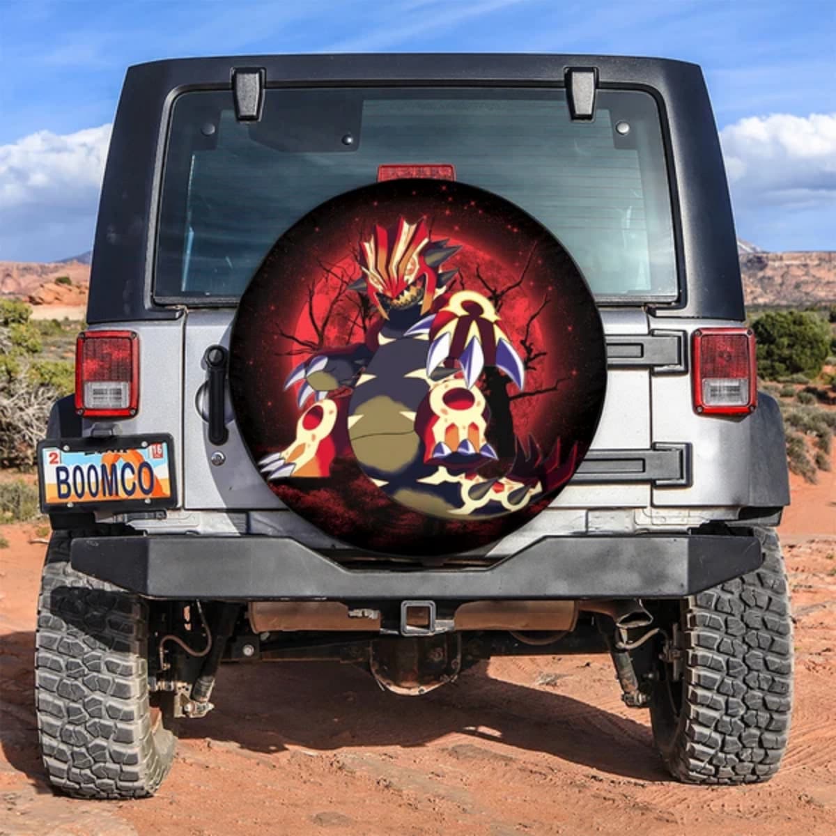Pokemon Primal Groudon Legendary Red Fire Anime Spare Tire Cover for Jeep, SUV & RV