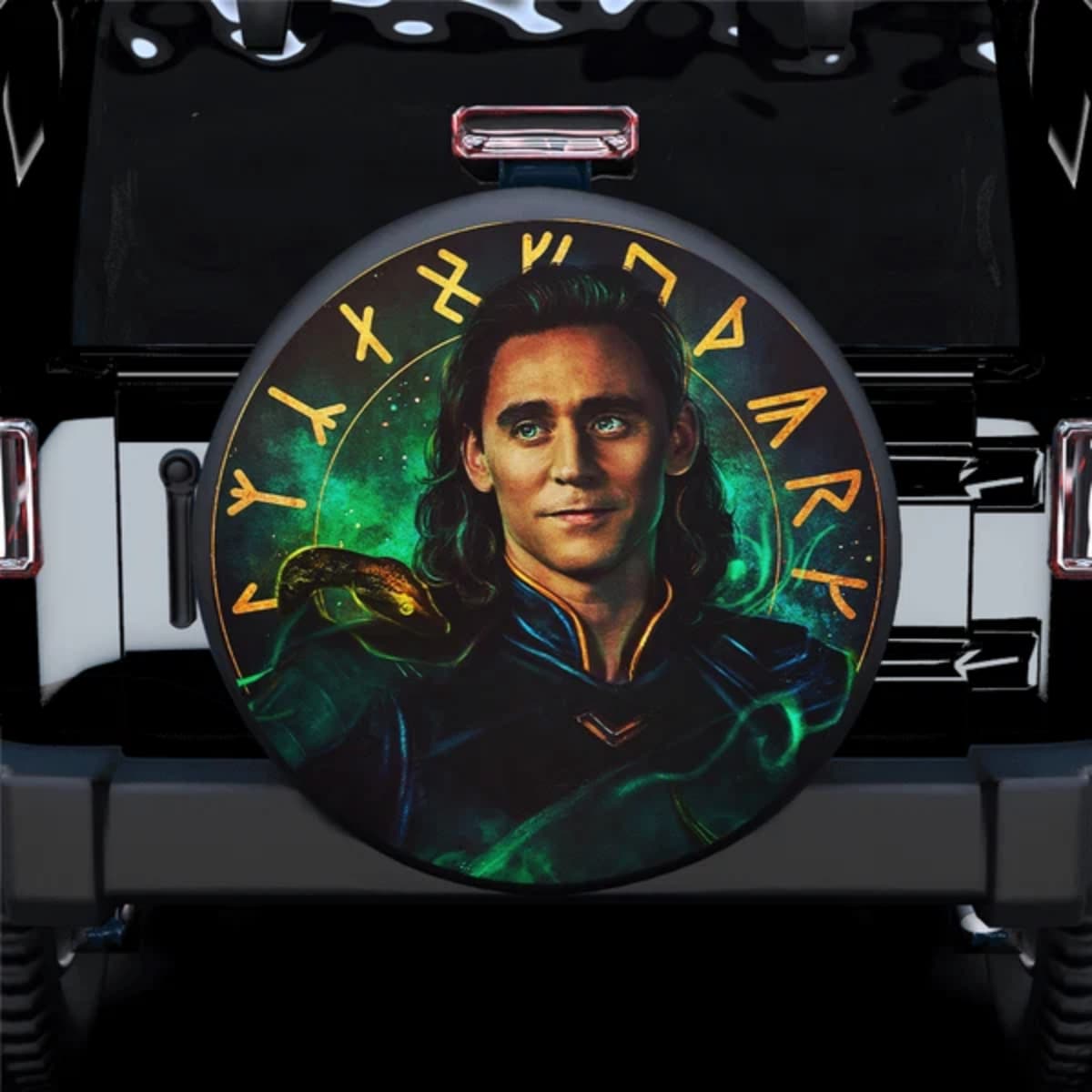Marvel Loki God of Mischief Green Magic Spare Tire Cover for Jeep, SUV & RV