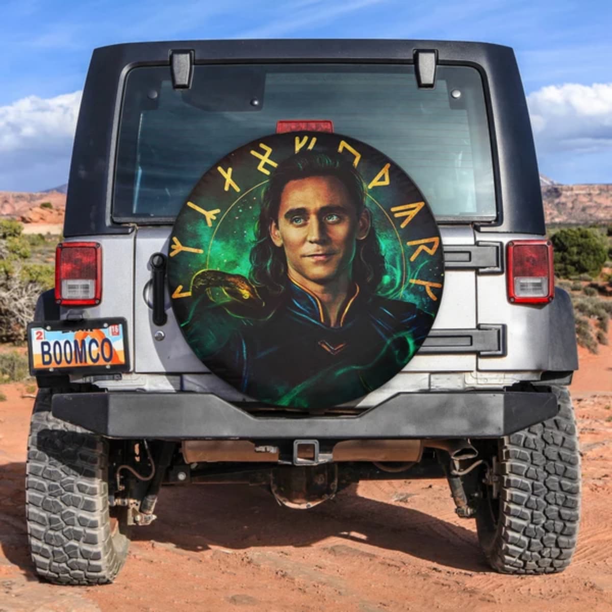 Marvel Loki God of Mischief Green Magic Spare Tire Cover for Jeep, SUV & RV