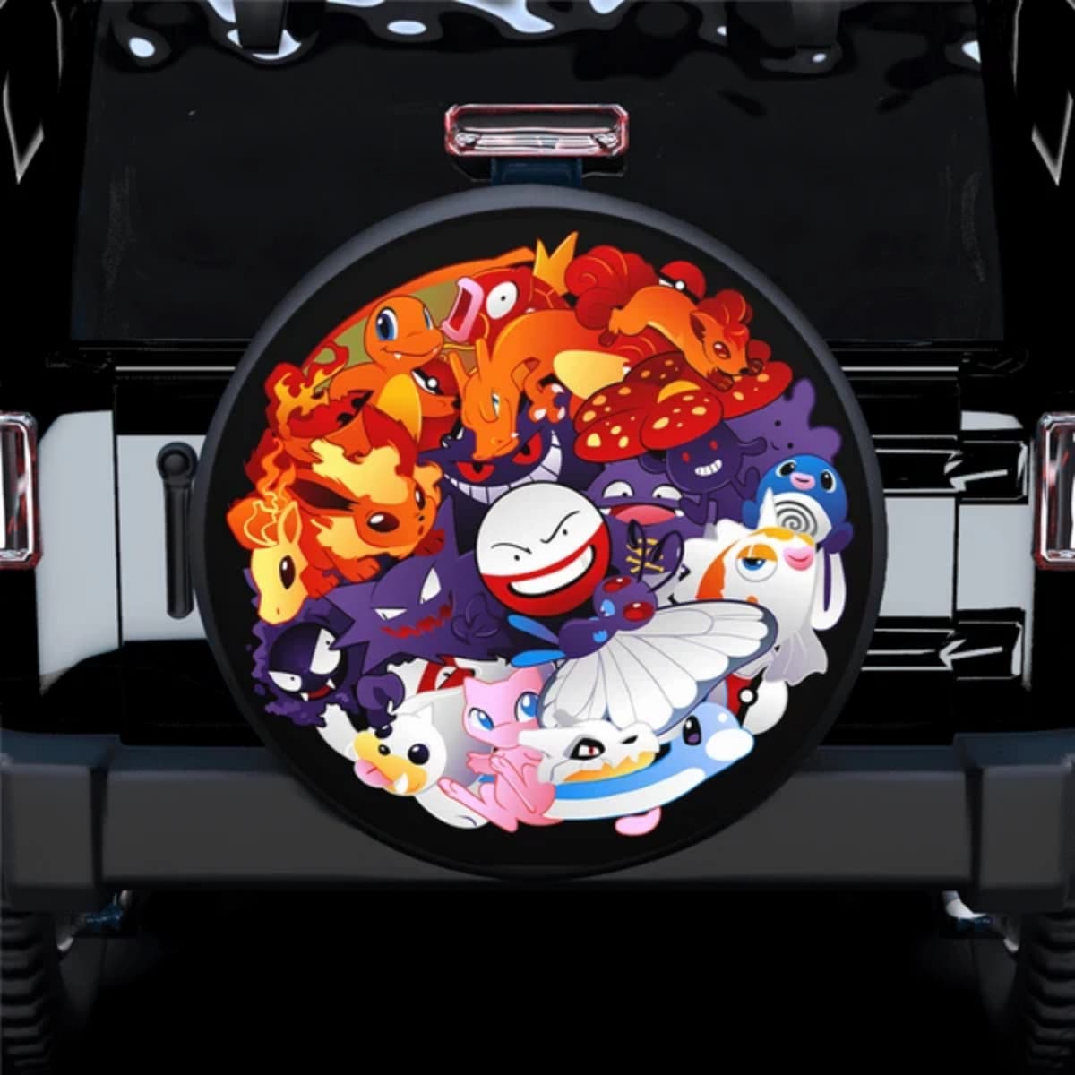 Pokemon Kanto Favorites Character Collage Anime Spare Tire Cover for Jeep, SUV & RV