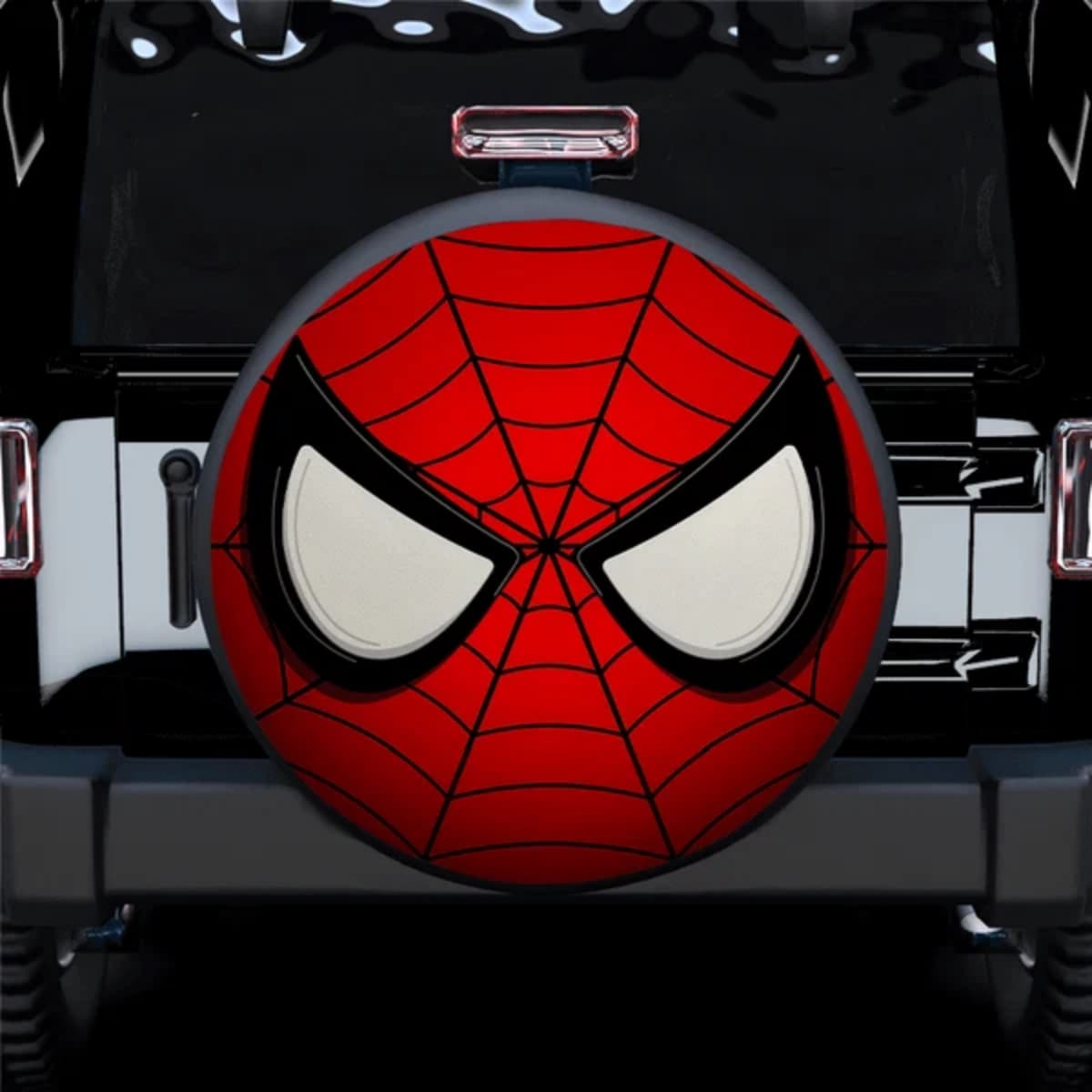 Marvel Spider-Man Classic Red Web Mask Spare Tire Cover for Jeep, SUV & RV
