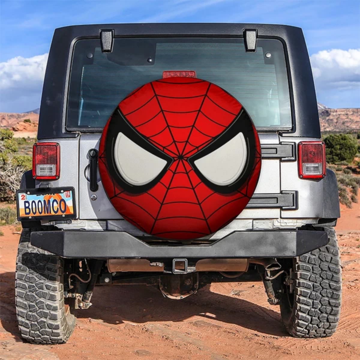 Marvel Spider-Man Classic Red Web Mask Spare Tire Cover for Jeep, SUV & RV