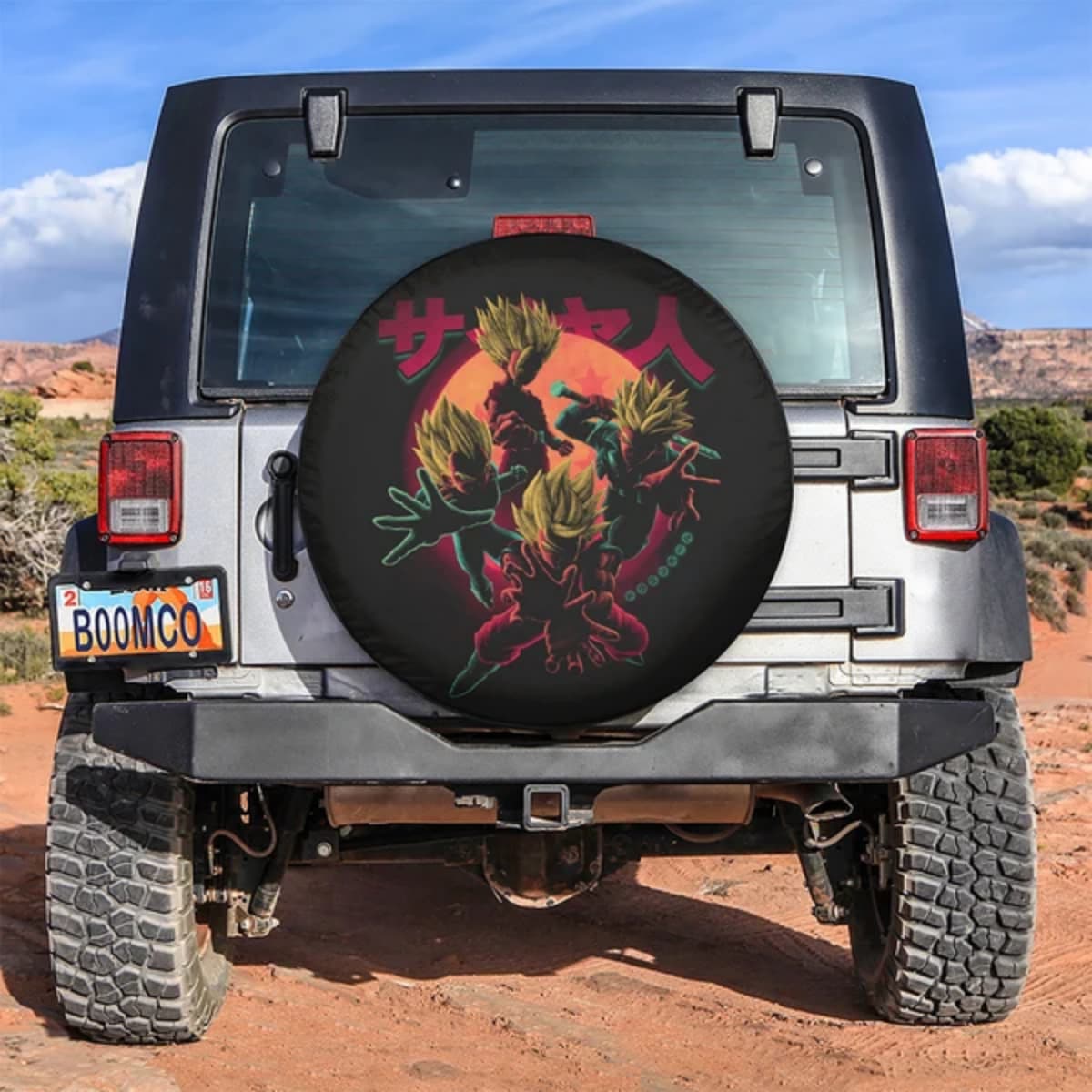 Dragon Ball Z Super Saiyan Trio Sunset Anime Spare Tire Cover for Jeep, SUV & RV