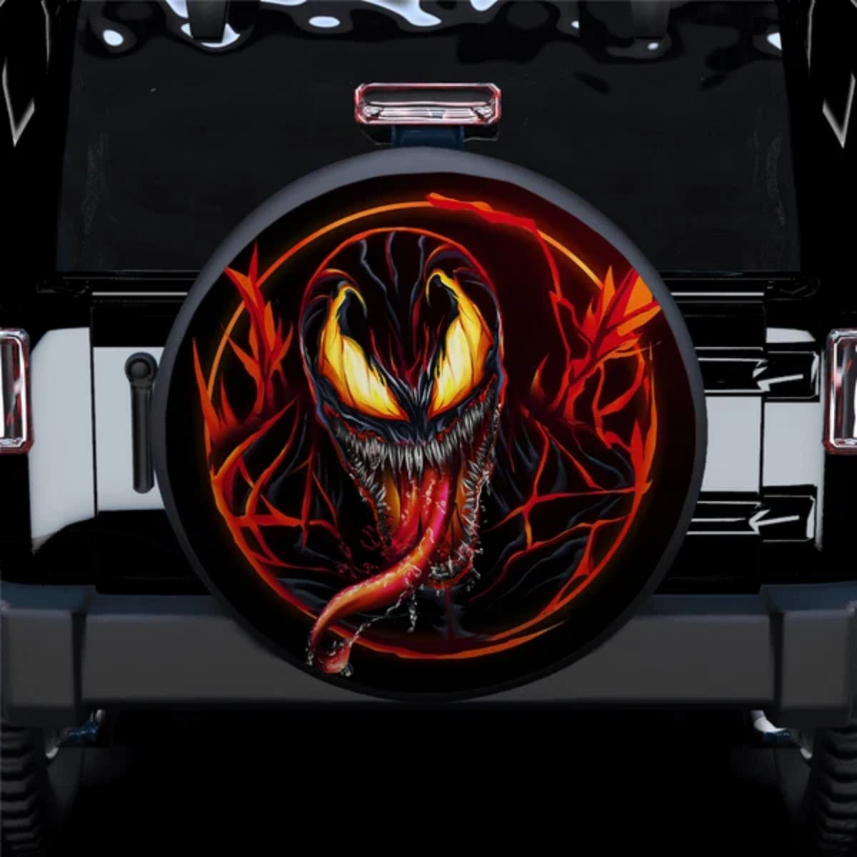 Marvel Carnage Red Symbiote Fiery Monster Spare Tire Cover for Jeep, SUV & RV