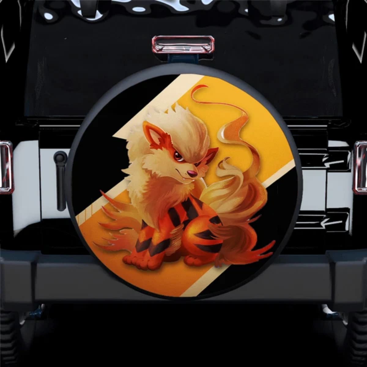 Pokemon Arcanine Legendary Fire Type Anime Spare Tire Cover for Jeep, SUV & RV