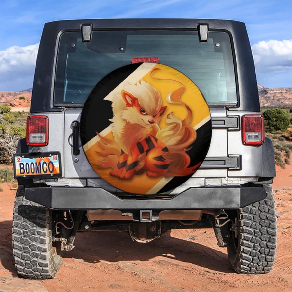 Pokemon Arcanine Legendary Fire Type Anime Spare Tire Cover for Jeep, SUV & RV