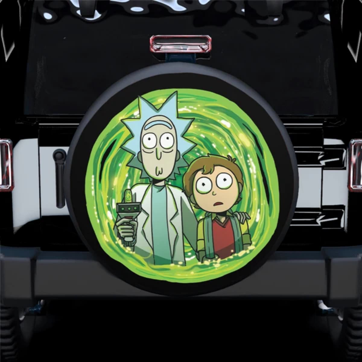 Rick and Morty Portal Travel Green Galaxy Spare Tire Cover for Jeep, SUV & RV