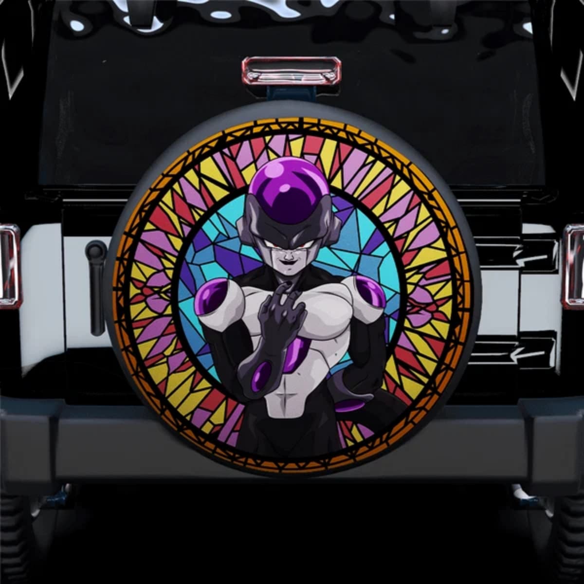 Dragon Ball Z Frieza Final Form Purple Stained Glass Spare Tire Cover for Jeep, SUV & RV