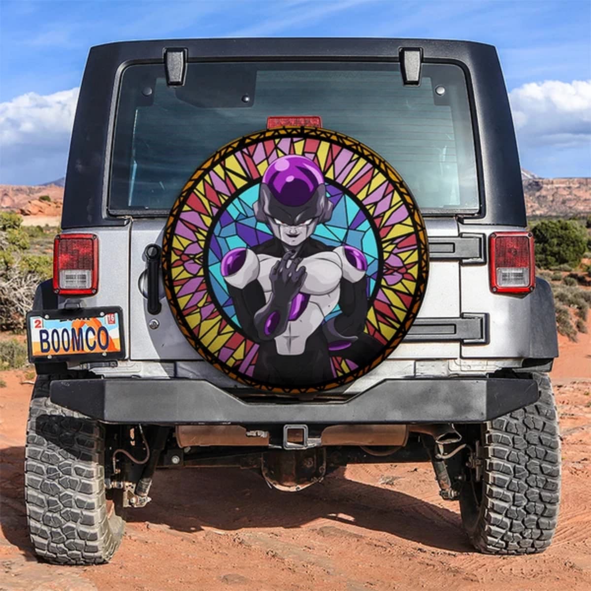 Dragon Ball Z Frieza Final Form Purple Stained Glass Spare Tire Cover for Jeep, SUV & RV