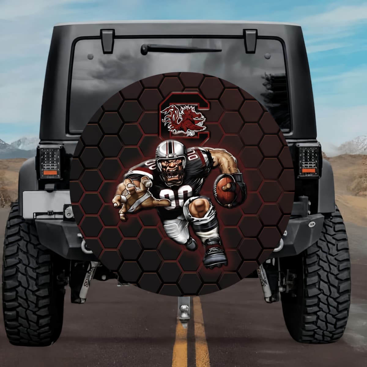 South Carolina Gamecocks Football Honeycomb Spare Tire Cover for Jeep, SUV & RV