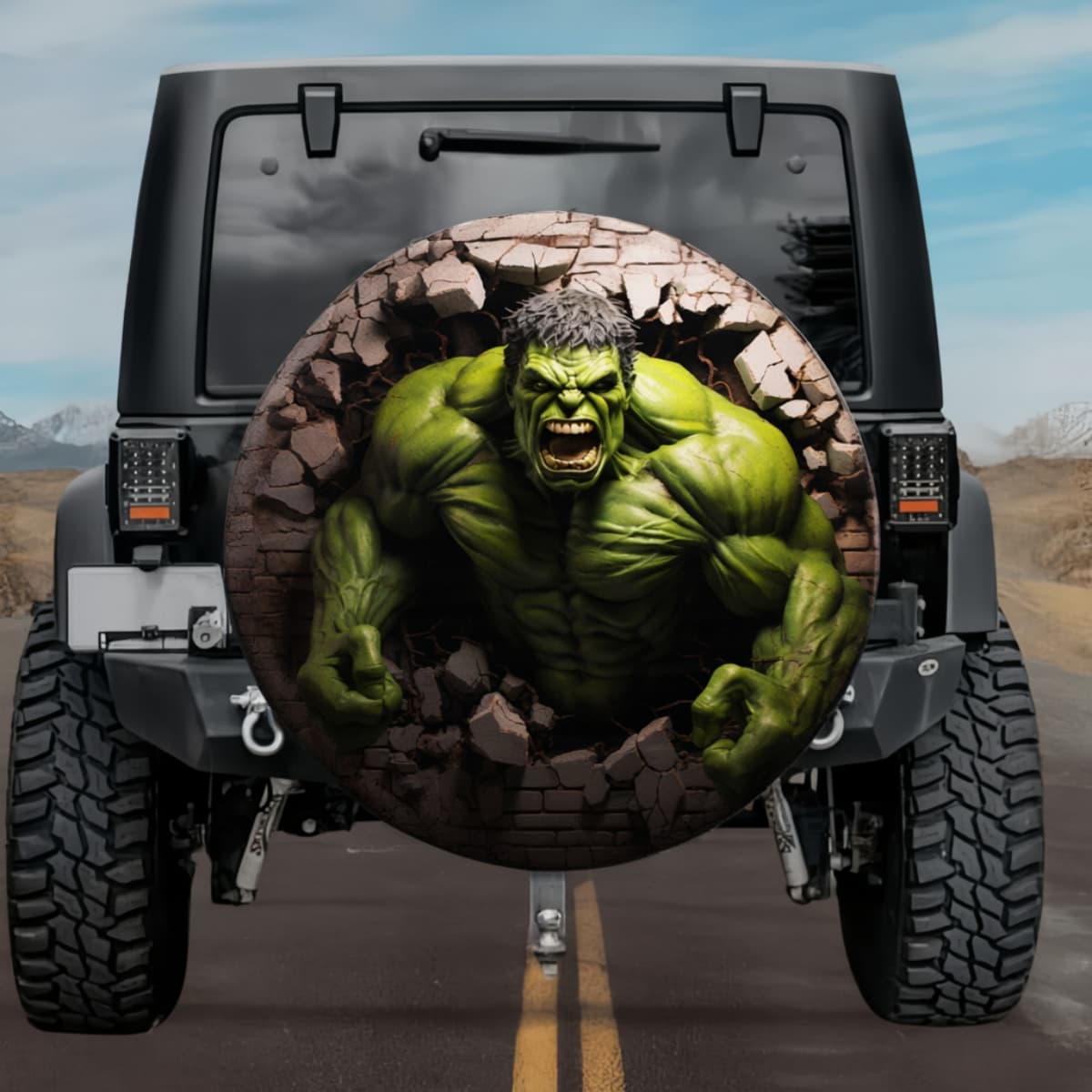 Marvel Incredible Hulk Smash 3D Spare Tire Cover for Jeep, SUV & RV