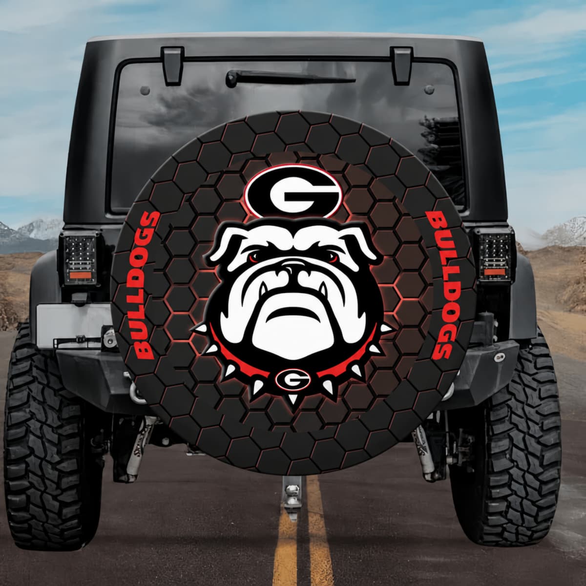 Georgia Bulldogs Honeycomb Bulldog Spare Tire Cover for Jeep, SUV & RV
