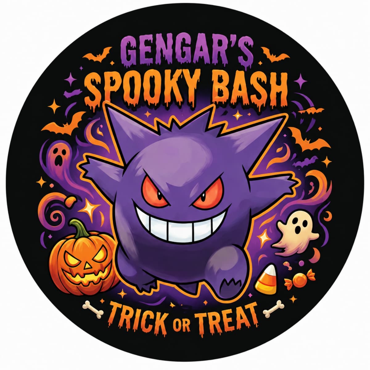 Pokemon Gengar Halloween “Trick or Treat” Spare Tire Cover for Jeep, SUV & RV