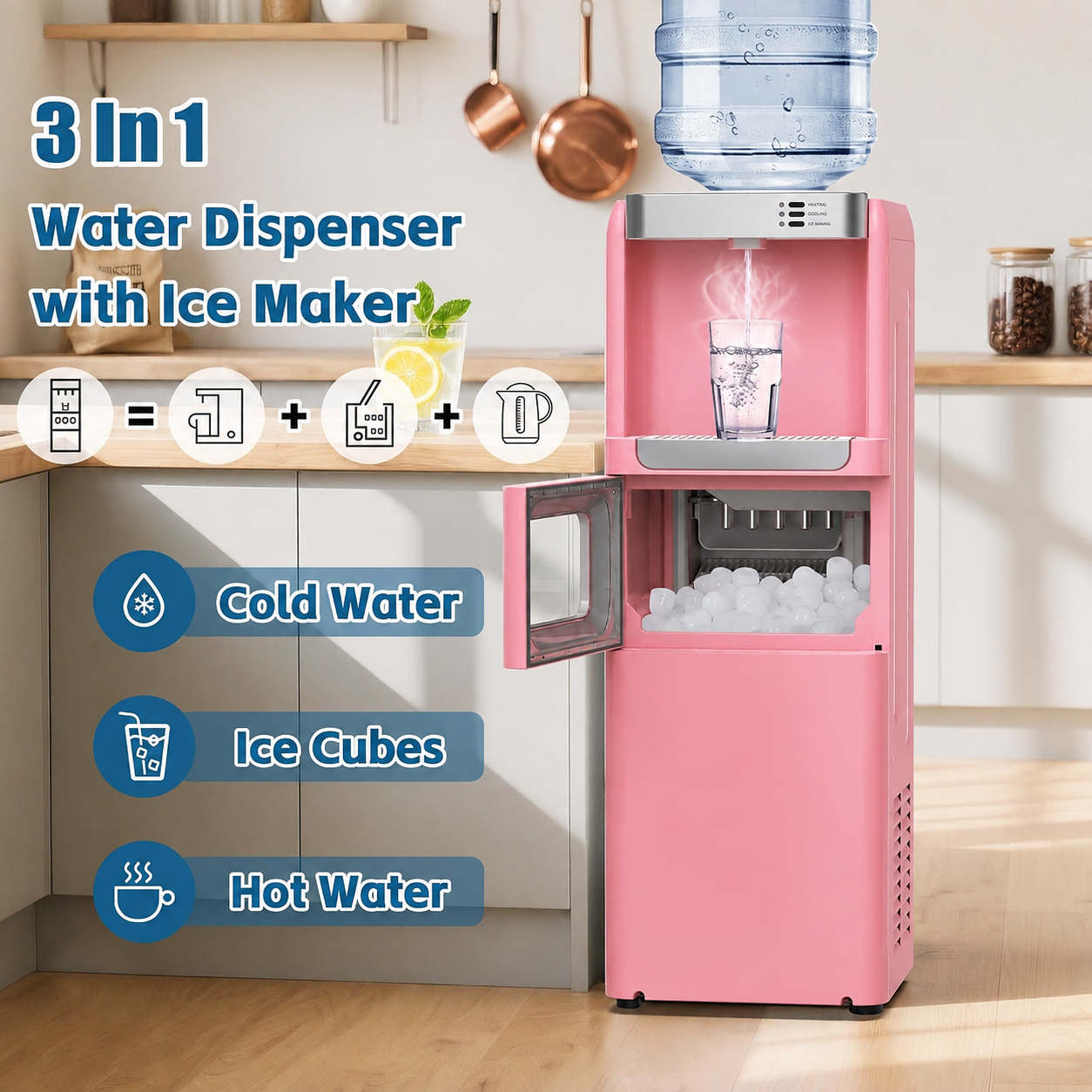 3-in-1 Water Dispenser | 9 Ice Cubes in 7 Min