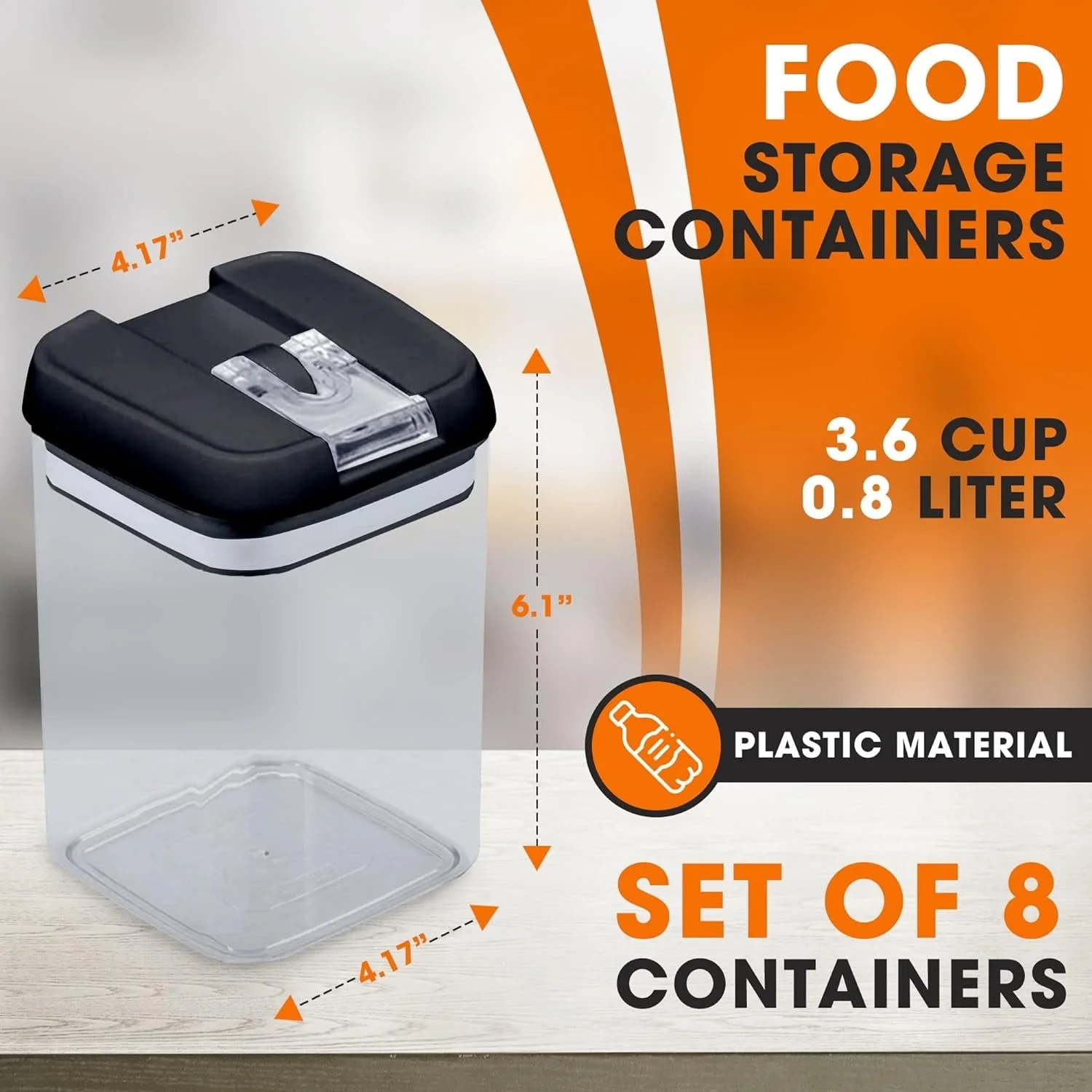 Cheer Collection Set of 8 Uniform Size Airtight Food Storage Containers