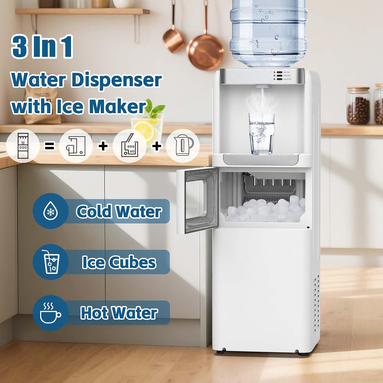 3-in-1 Water Dispenser | 9 Ice Cubes in 7 Min