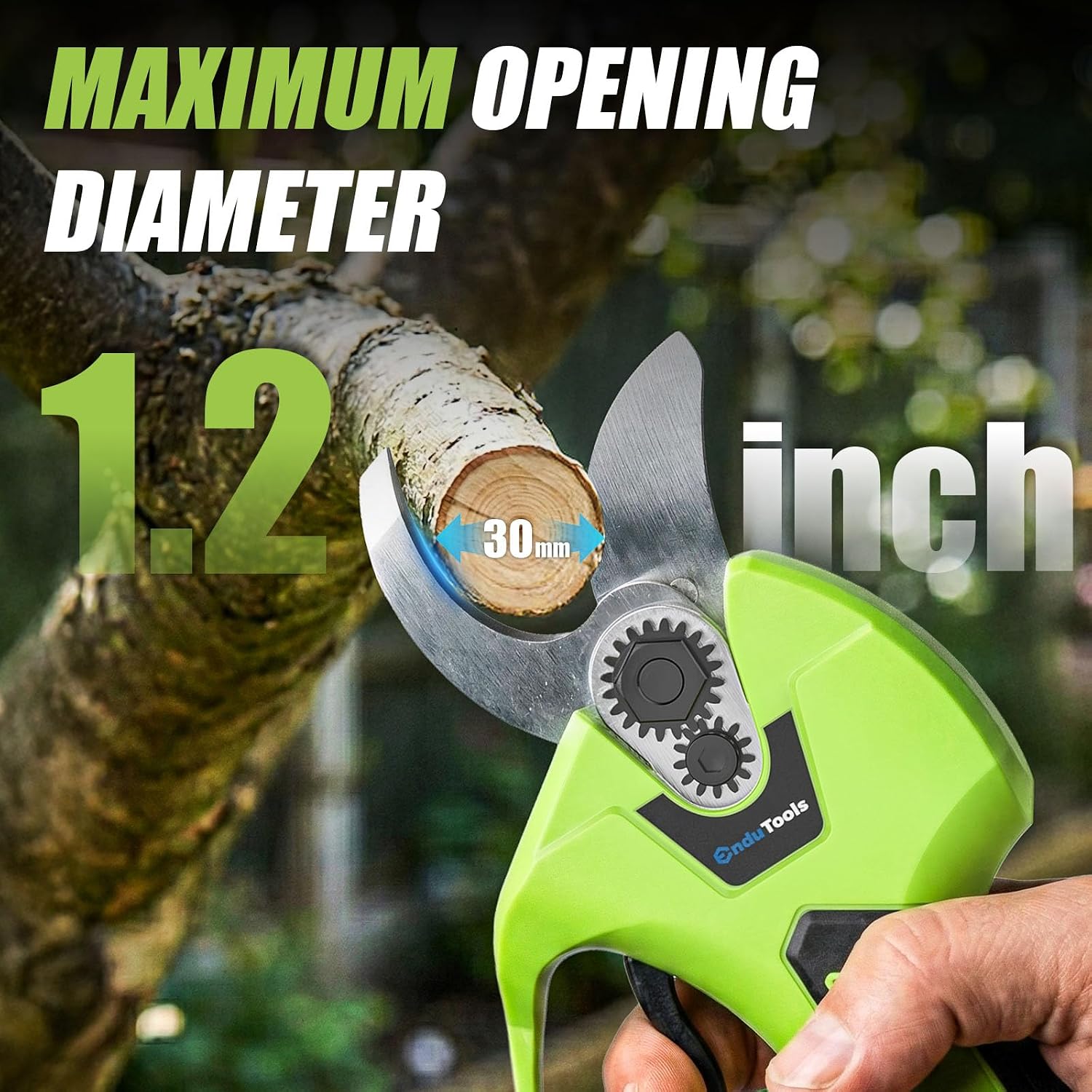 Endutools Cordless Electric Pruner – Heavy Duty 30mm Cutting Capacity with Long-Lasting Dual Batteries