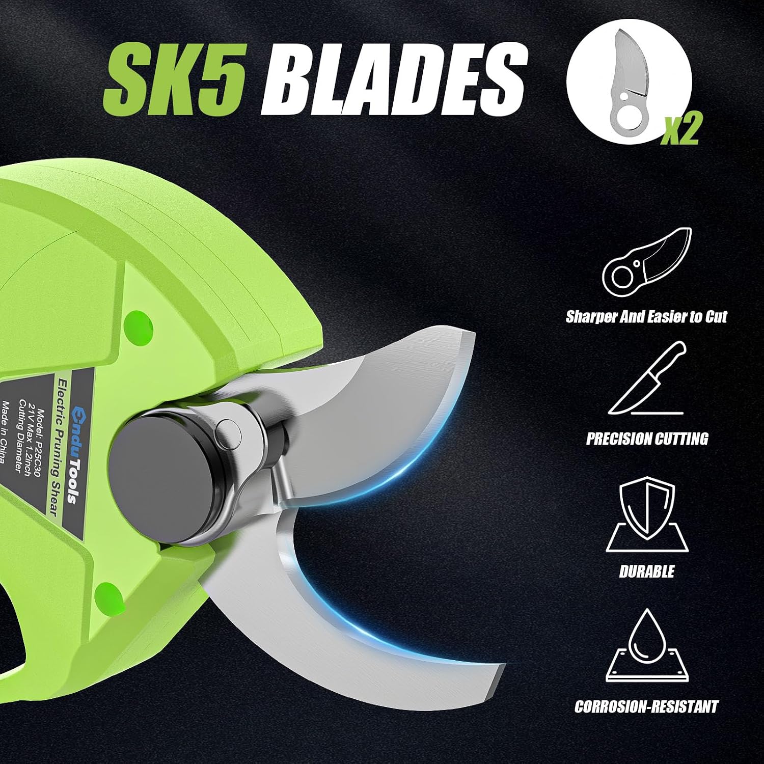 Endutools Cordless Electric Pruner – Heavy Duty 30mm Cutting Capacity with Long-Lasting Dual Batteries