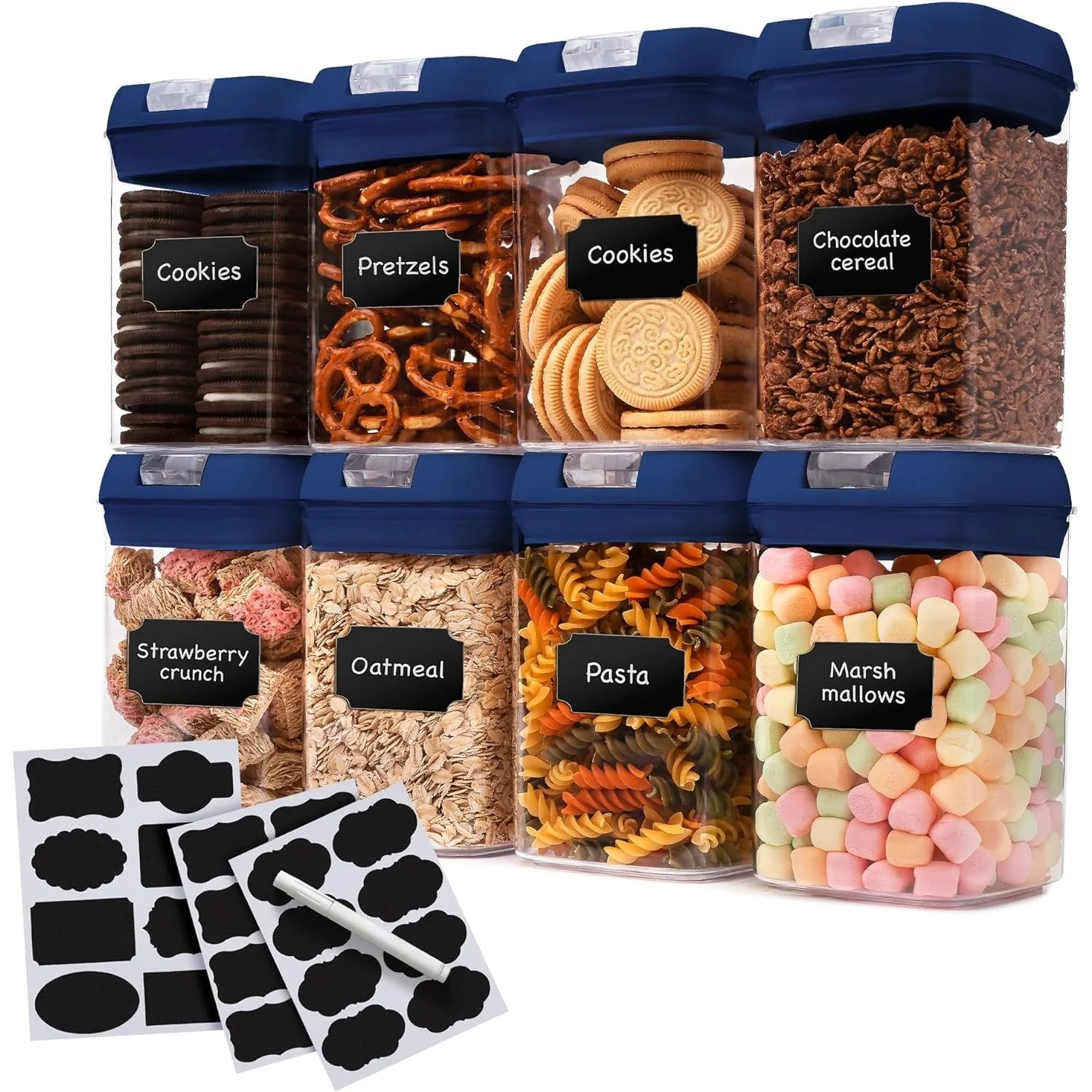 Cheer Collection Set of 8 Uniform Size Airtight Food Storage Containers