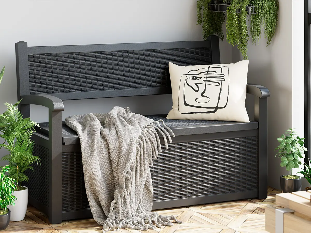 Weatherproof Plastic Patio Storage Bench with Seating