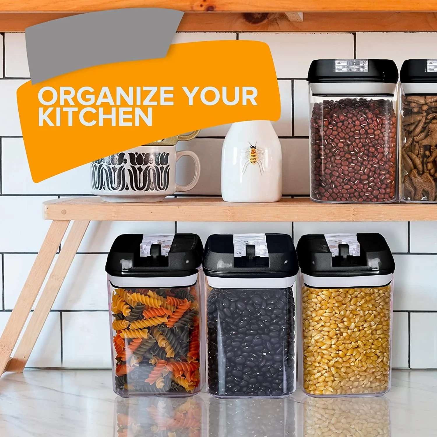 Cheer Collection Set of 8 Uniform Size Airtight Food Storage Containers