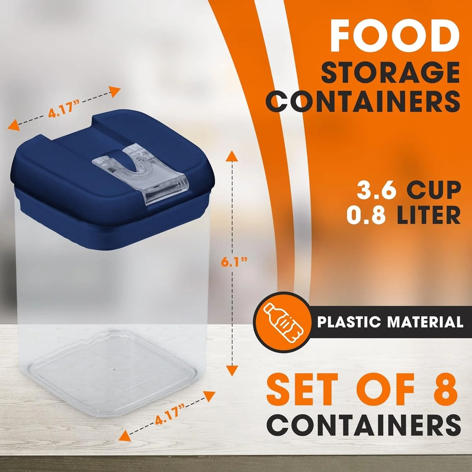 Cheer Collection Set of 8 Uniform Size Airtight Food Storage Containers