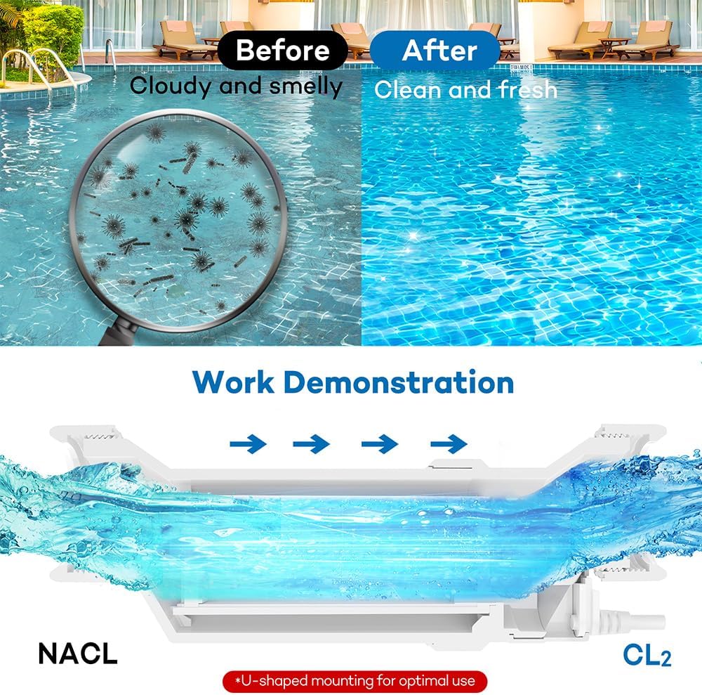 Salt Cell, Fits for Hayward T-15 Salt Chlorine Generator | Pool Salt Cell Replacement for Swimming Pool up to 40,000 Gallons, Titanium Plate of Longer Service Life