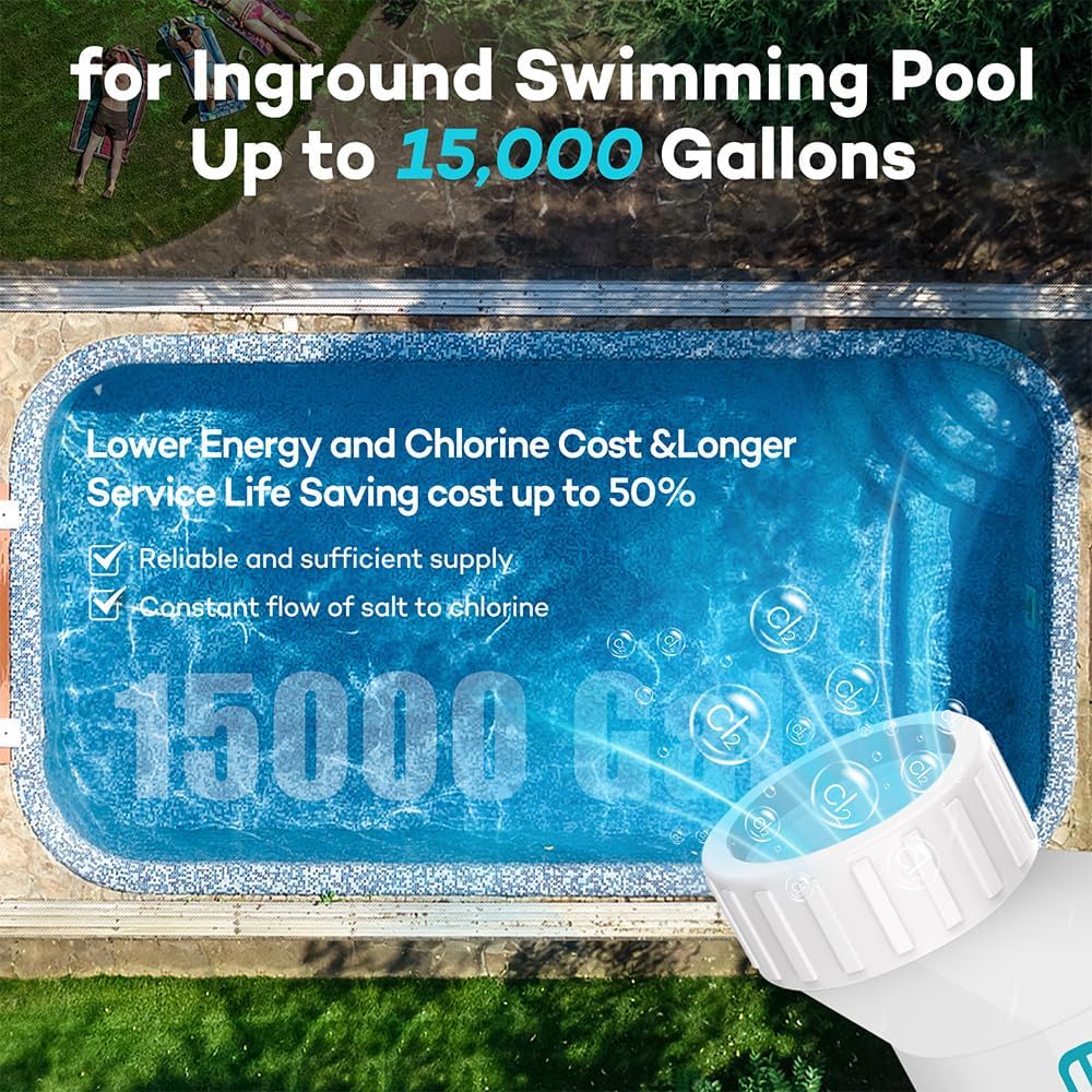 Salt Cell, Fits for Hayward T-3 Salt Chlorine Generator | Pool Salt Cell Replacement for Swimming Pool up to 15,000 Gallons, Titanium Plate of Longer Service Life
