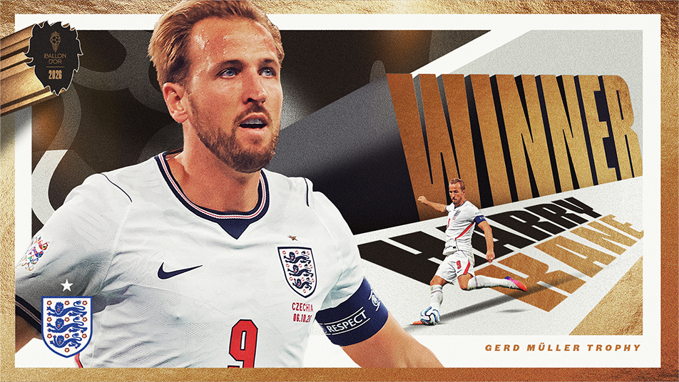 Offizielle England-Grafik zu Harry Kanes Gewinn der Gerd-Müller-Trophäe 2026