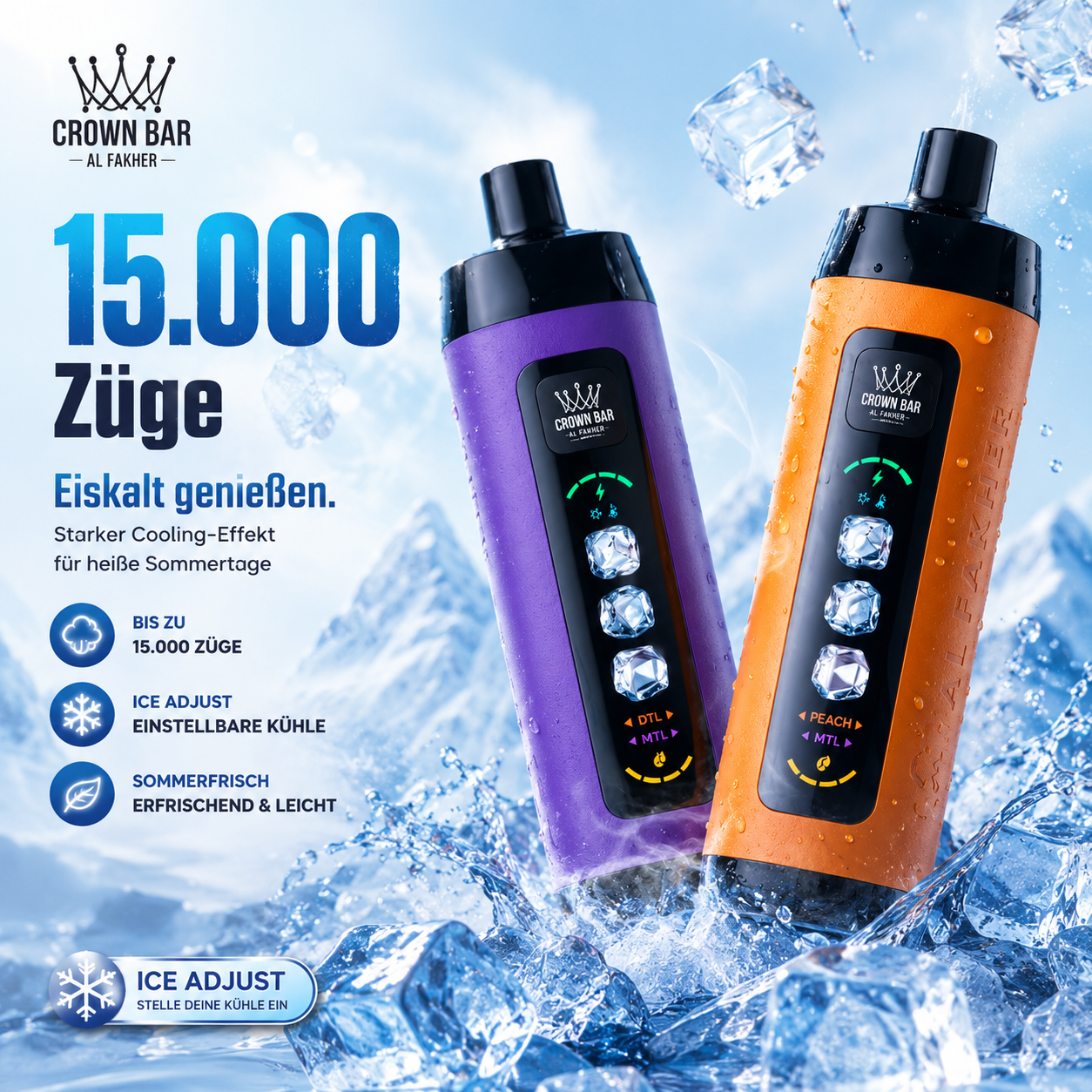 Beeren Ice - Al Fakher Crown Bar 15K Ice Adjust Einweg-E-Zigarette