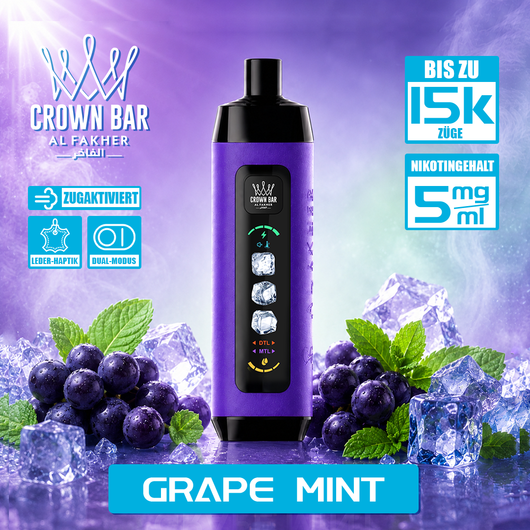 Al Fakher Crown Bar 15K mit einstellbarer Kühle Einweg-E-Zigarette 