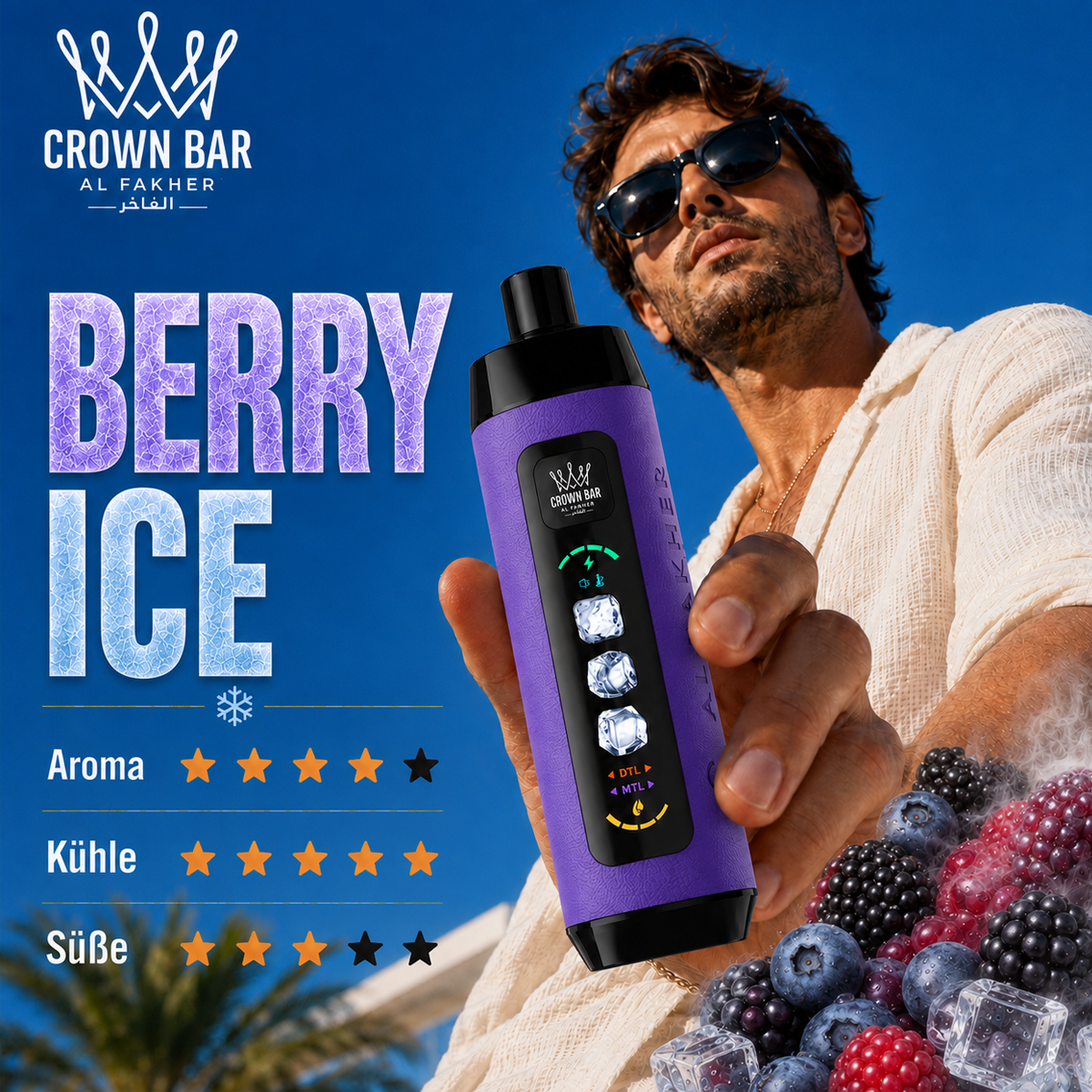 Al Fakher Crown Bar 15K Ice Adjust – Eiskalte Frische, überall dabei