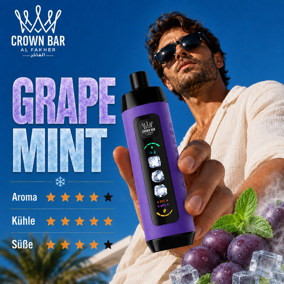 Al Fakher Crown Bar 15K Ice Adjust – Eiskalte Frische, überall dabei