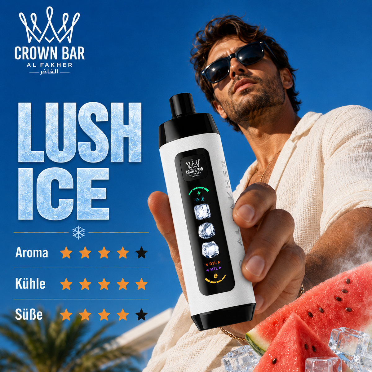 Al Fakher Crown Bar 15K Ice Adjust – Eiskalte Frische, überall dabei