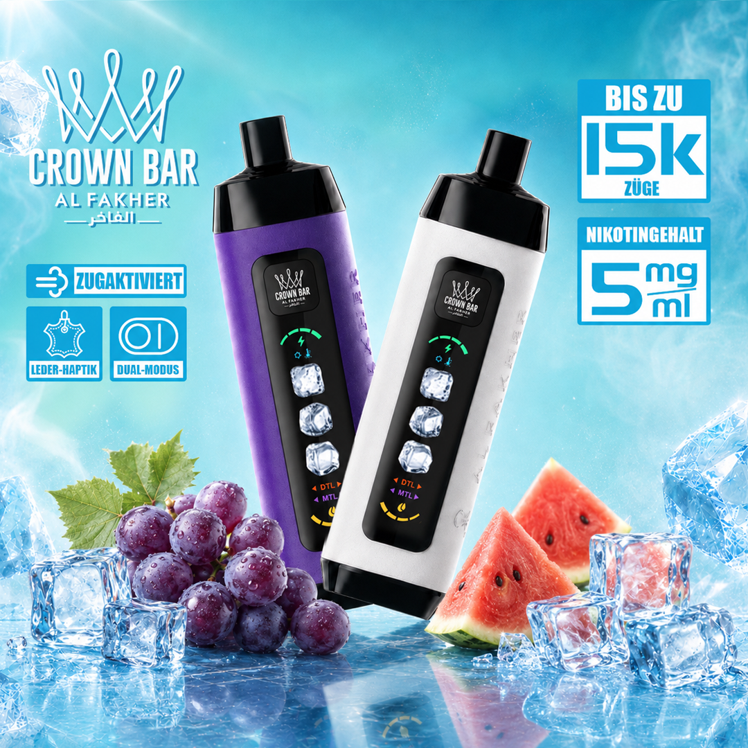 Al Fakher Crown Bar 15K mit einstellbarer Kühle Einweg-E-Zigarette 