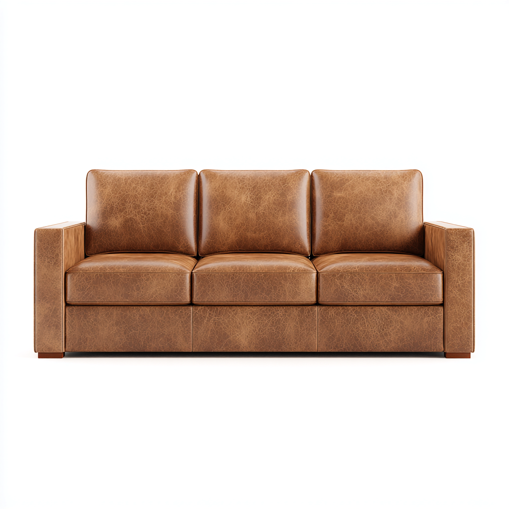 Divano a 3 posti in pelle imbottita 215x92x85 cm - marrone - design moderno per soggiorno-Lomongahome