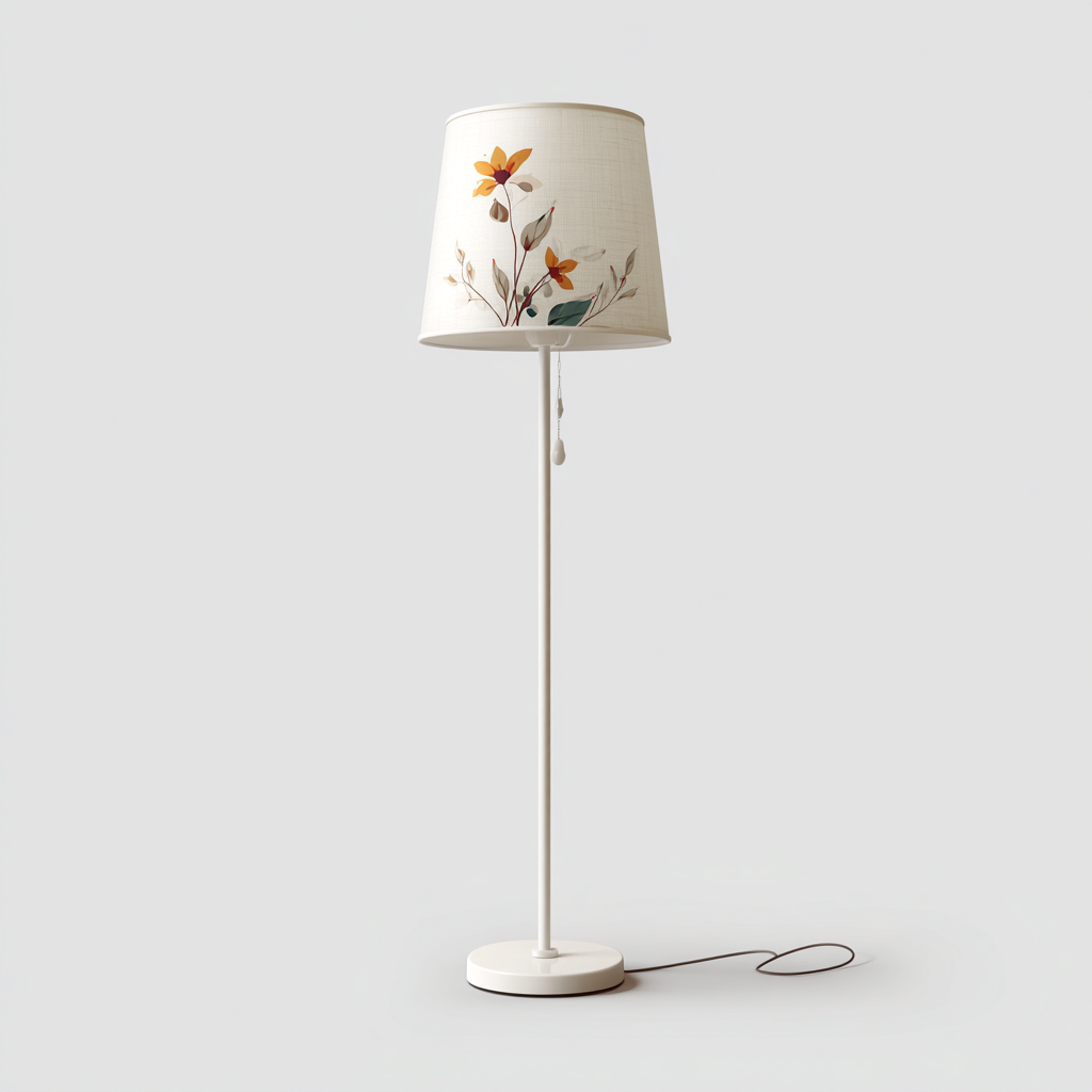 Lampada da terra in metallo e tessuto 38x38x155 cm - bianco - multicolore - design decorativo per soggiorno e camera-Lomongahome