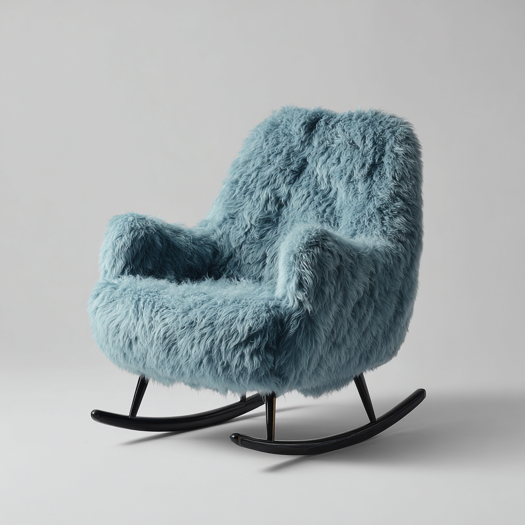 Sedia a dondolo imbottita in tessuto soffice 84x76x86 cm - blu - design creativo per soggiorno-Lomongahome